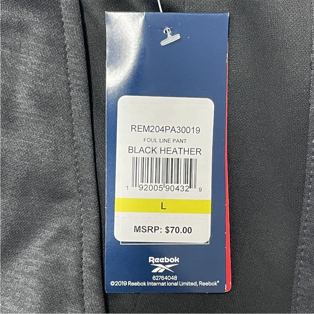 NEW Reebok Men's SLIM Fit Foul Line Pants Joggers Size L Black Heather MSRP $70 - Picture 7 of 11